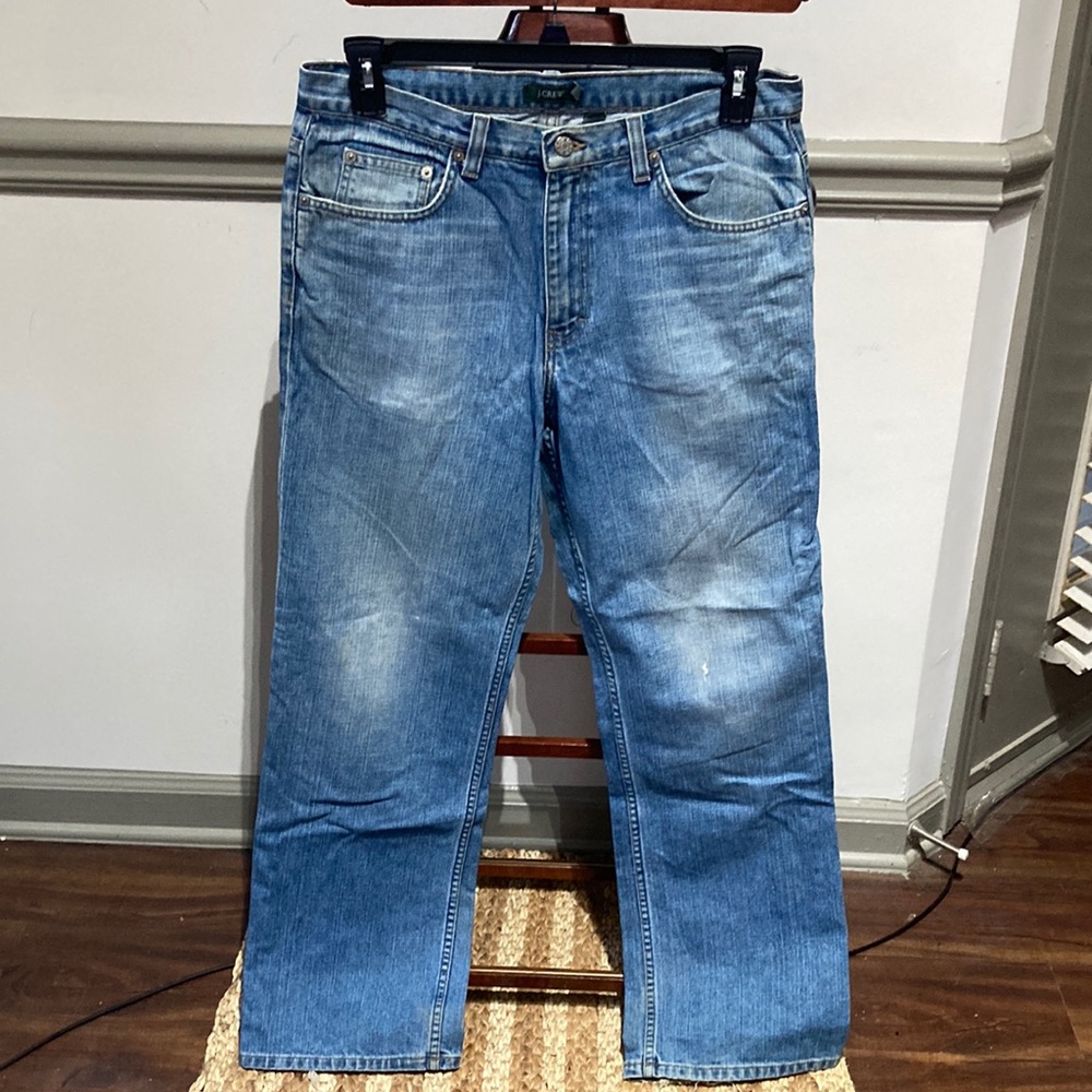 Men’s J.Crew jeans 33/30 cotton, nicely worn. Bootleg cut.
